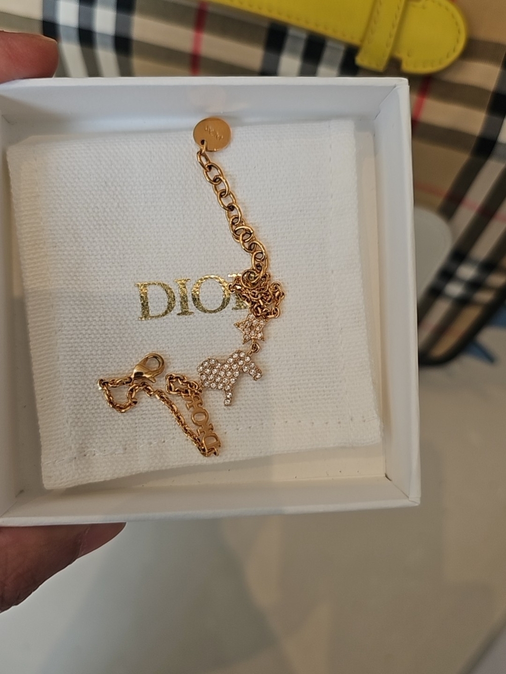 Dior Rose Gold Crystal Horse Charm Bracelet